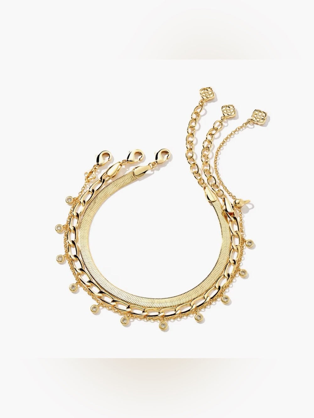 Kendra Scott “Kassie” Set of 3 Chain Bracelets in Gold
